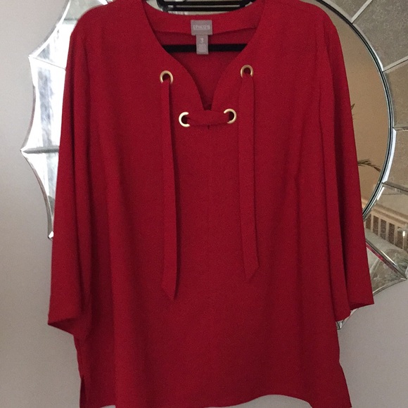 Chico's Tops - CHICO’S red with gold grommets & tie top